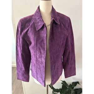 Coldwater creek purple suede leather jacket size petite small new with tags